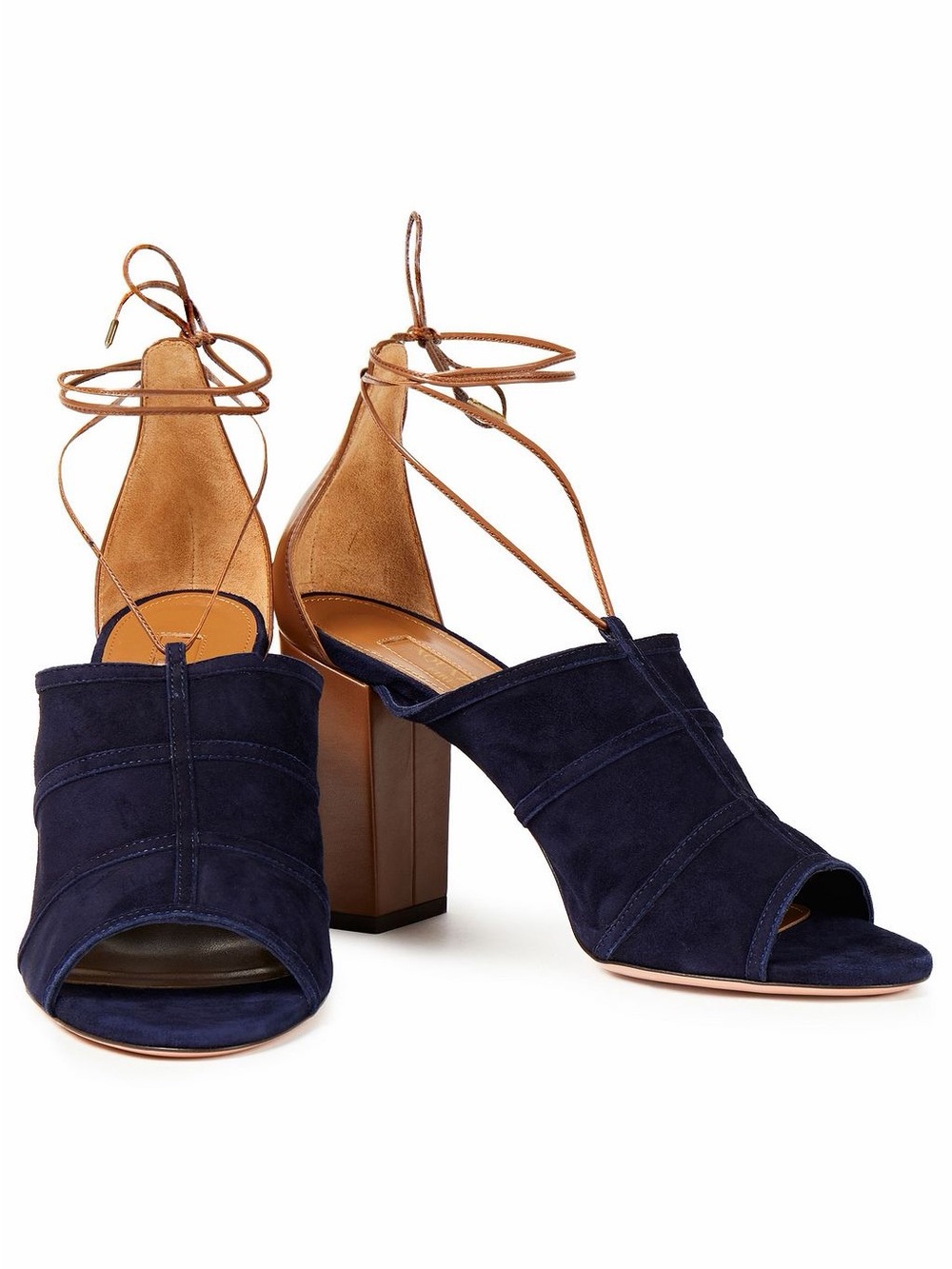 Aquazzura Very Eugenie Ink Cognac Heels